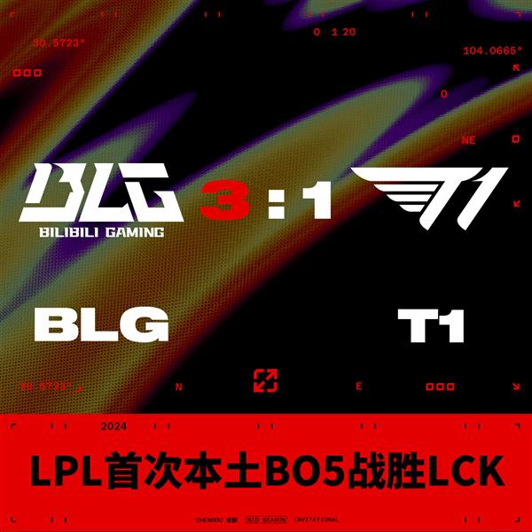 创历史记录！BLG 3:1 击败 T1：LPL 首次本土 BO5 战胜 LCK 战队创历史记录！BLG 3:1 击败 T1：LPL 首次本土 BO5 战胜 LCK 战队